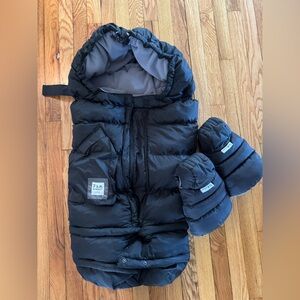 7am enfant footmuff 212 evolution black and stroller mittens - sleeping bag